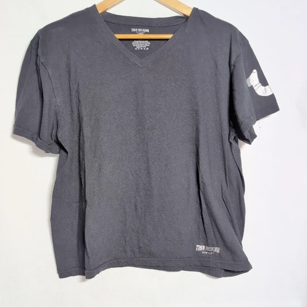 True Religion Men's Black Sz L V-Neck Tee